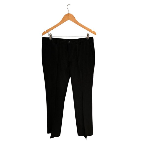 Emporio Armani Black Pinstripe Wool Viscose Mens Trousers Size 35 - Picture 1 of 9